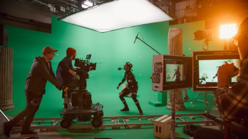 In the Big Film Studio Professional Crew Shooting Blockbuster Mo