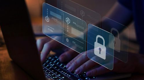 cybersecurity concept, internet security, screen with padlock